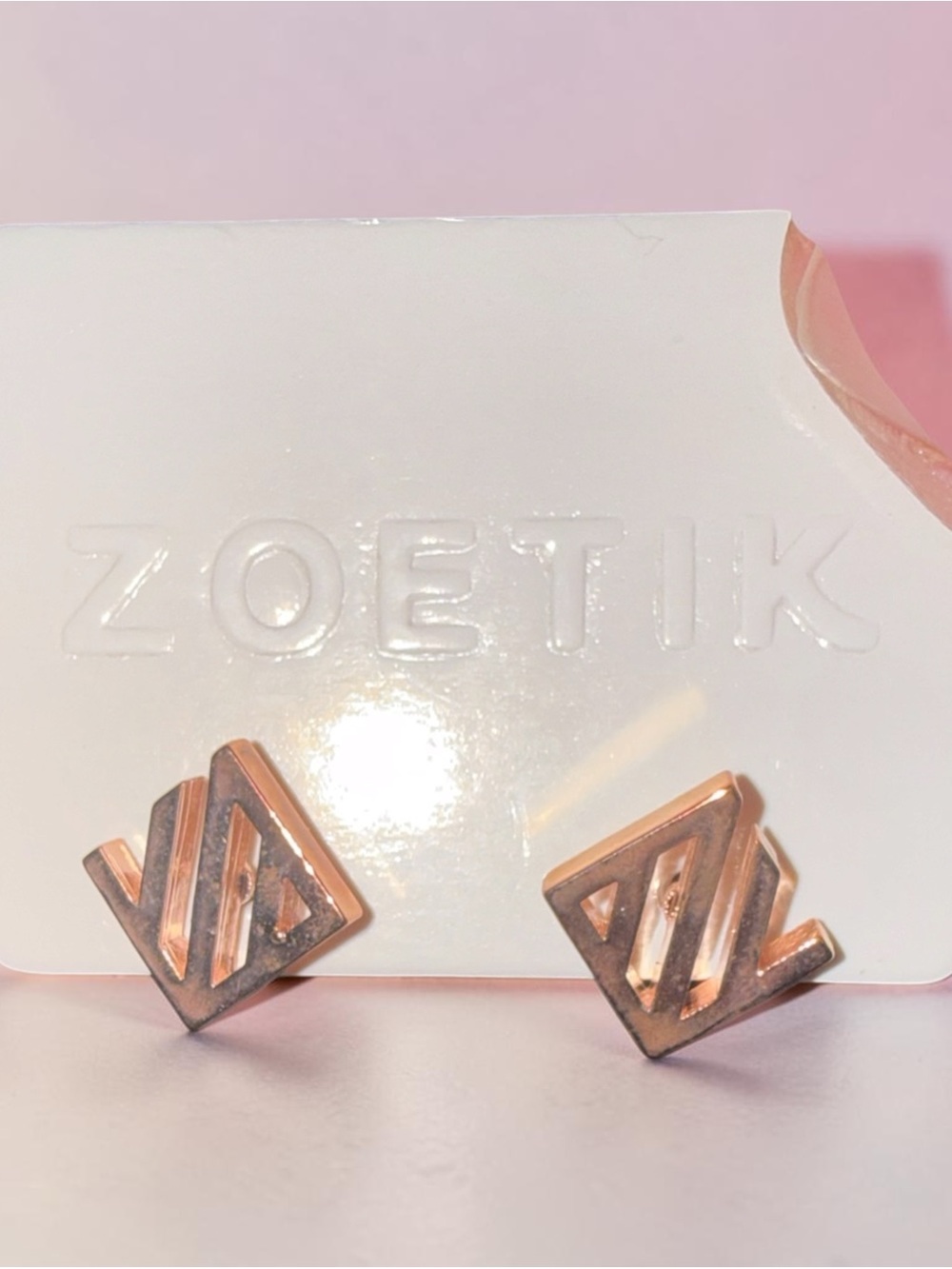 Zoetik Rose Gold Architectural Stud Earrings